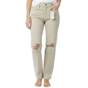 Judy Blue Jeans Womens 7/28 Bone High Rise Straight Distressed Stretch Denim NWT